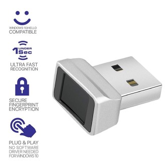 TRU7 USB Fingerprint Reader Module for Windows 8 / 10 / 11 Hello(Silver Gray)