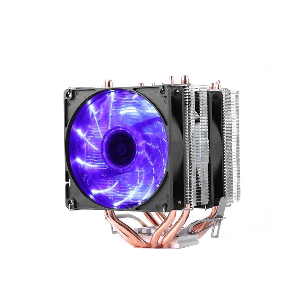 Desktop Computer 4 Copper Tube CPU Radiator Super Quiet Blue Light 3-pin Double Fan