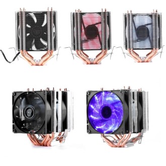 Desktop Computer 4 Copper Tube CPU Radiator Super Quiet Blue Light 3-pin Double Fan