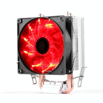 Desktop Computer Double Copper Tube CPU Radiator Super Quiet Red Light 3-pin Single Fan