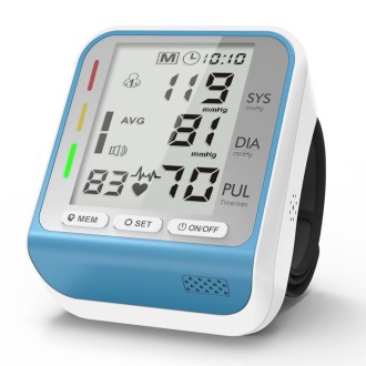 JZ-253A Automatic Electronic Sphygmomanometer Smart Wrist Type Indicator Blood Pressure Meter, Shape: Voice Broadcast(Blue White