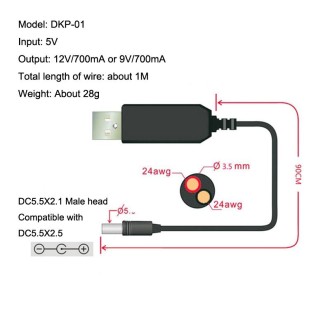 2pcs DC 5V To 9V USB Booster Cable Mobile Power Router Power Cord