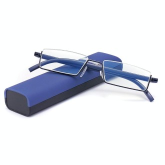 TR90 Seniors Clear Glasses With Portable Case Lightweight Presbyopic Glasses, Degree: +4.00(Blue)