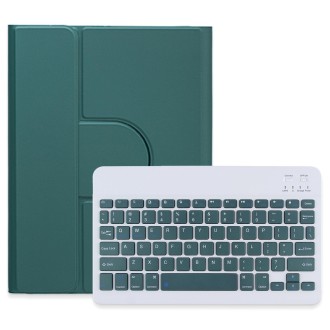 For iPad Air 2022 / iPad Pro 11 2021 Square Button 360 Degree Rotatable Bluetooth Keyboard Leather Case(Dark Green)