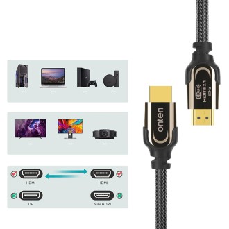 Onten HD180 HDMI 2.1 Version 8K HD Audio Cable, Length:2m(Black)