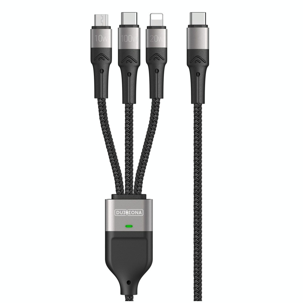 DUZZONA A4 5A USB-C / Type-C to USB-C / Type-C + 8 Pin + Micro USB Fast Charging Data Cable, Cable Length: 1.3m