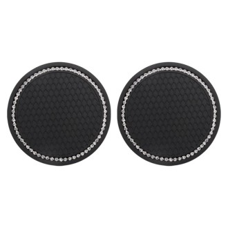 2 PCS Car Diamond Anti-skid Soft Rubber Water Cup Mat(Black)