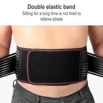 Double-sided Self-heating Waist Protector Keep Warm Breathable Lumbar Support (Black)