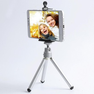 Portable 360 Degree Rotating Mobile Phone Shooting Tripod(Silver)