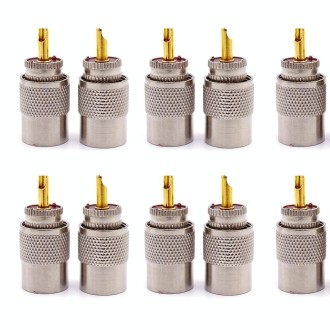 10pcs UHF Male PL259 Connector RG8 / RG58 Cable Lug Antenna Connector