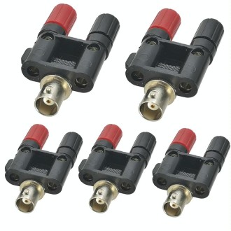 5pcs BNC Female Jack To Dual Banana Female Jack RF Adapter Coaxial Connector(Black)