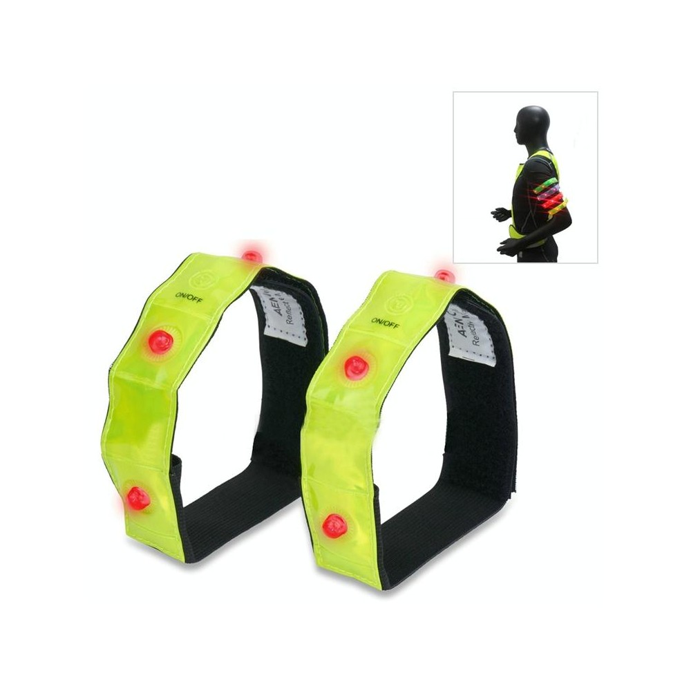 2 PCS 4 LED Lights Safety Run Reflective Arm / Leg Bands(Yellow)