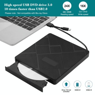 USB 3.0 Type-C DVD Player CD Burner ROM +/-RW Optical Reader Writer