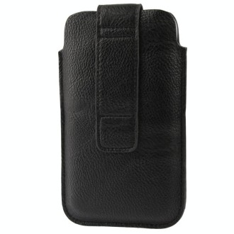 Universal Leather Case Pocket Sleeve Bag with Earphone Pocket for Galaxy Note II / N7100 / i9220 (Black)