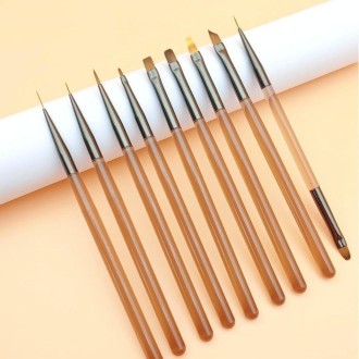 Brown Nail Art Pen Set Colorful Drawing Tools, Style: Long Line Pen