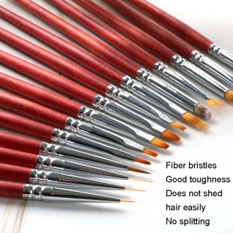 15pcs/set Wooden Rod Nail Brush Beauty Armor Tools Color Painting Pen Drawing Pen