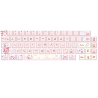 66 Keys 5-sided Heat Rise PBT Personalized Keycaps(Pink)