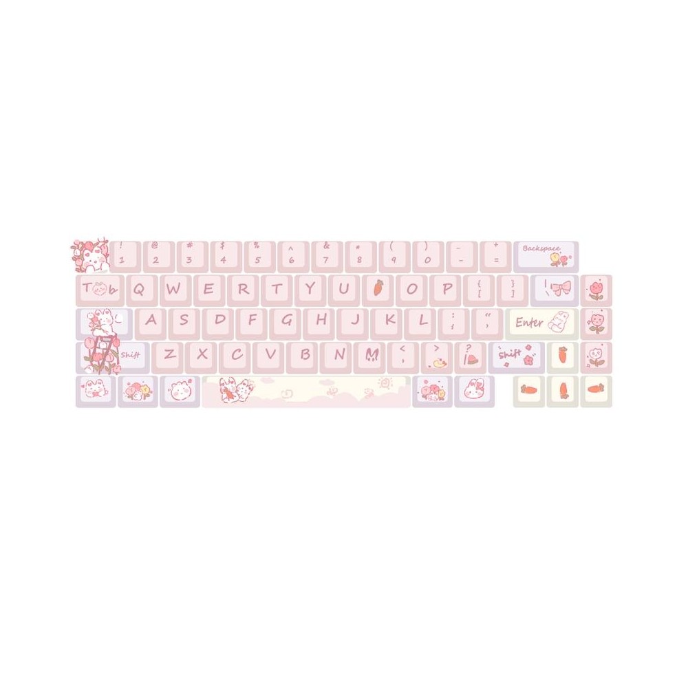 66 Keys 5-sided Heat Rise PBT Personalized Keycaps(Pink)