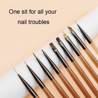 Brown Nail Art Pen Set Colorful Drawing Tools, Style: Flat Head Fen