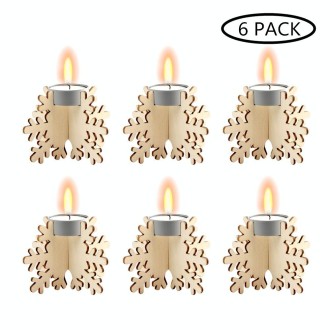 6pcs / Set Wooden Christmas Small Candle Holder Christmas Ornament