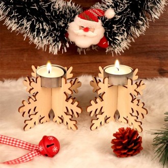 24pcs / Set Wooden Christmas Small Candle Holder Christmas Ornament