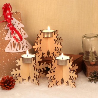 24pcs / Set Wooden Christmas Small Candle Holder Christmas Ornament