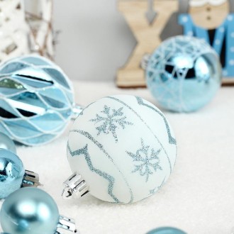 73pcs/Set Christmas Tree Decoration Pendant Painted Christmas Ball, Color: White Gold