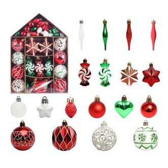 73pcs/Set Christmas Tree Decoration Pendant Painted Christmas Ball, Color: Red Green White