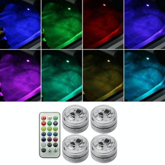 Car Modification Wireless Colorful Remote Control Atmosphere Light, Specification: 4 Lights +1 RC