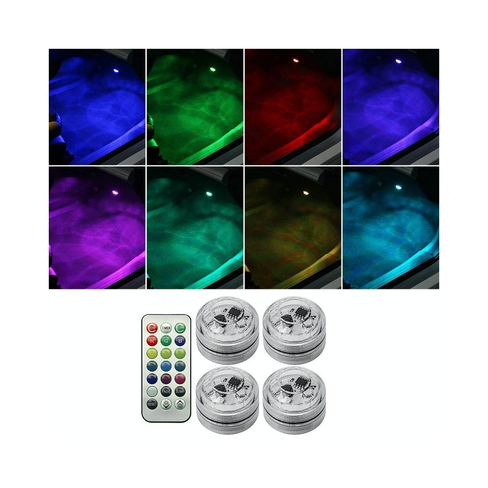 Car Modification Wireless Colorful Remote Control Atmosphere Light, Specification: 4 Lights +1 RC