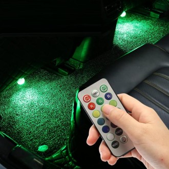 Car Modification Wireless Colorful Remote Control Atmosphere Light, Specification: 4 Lights +1 RC