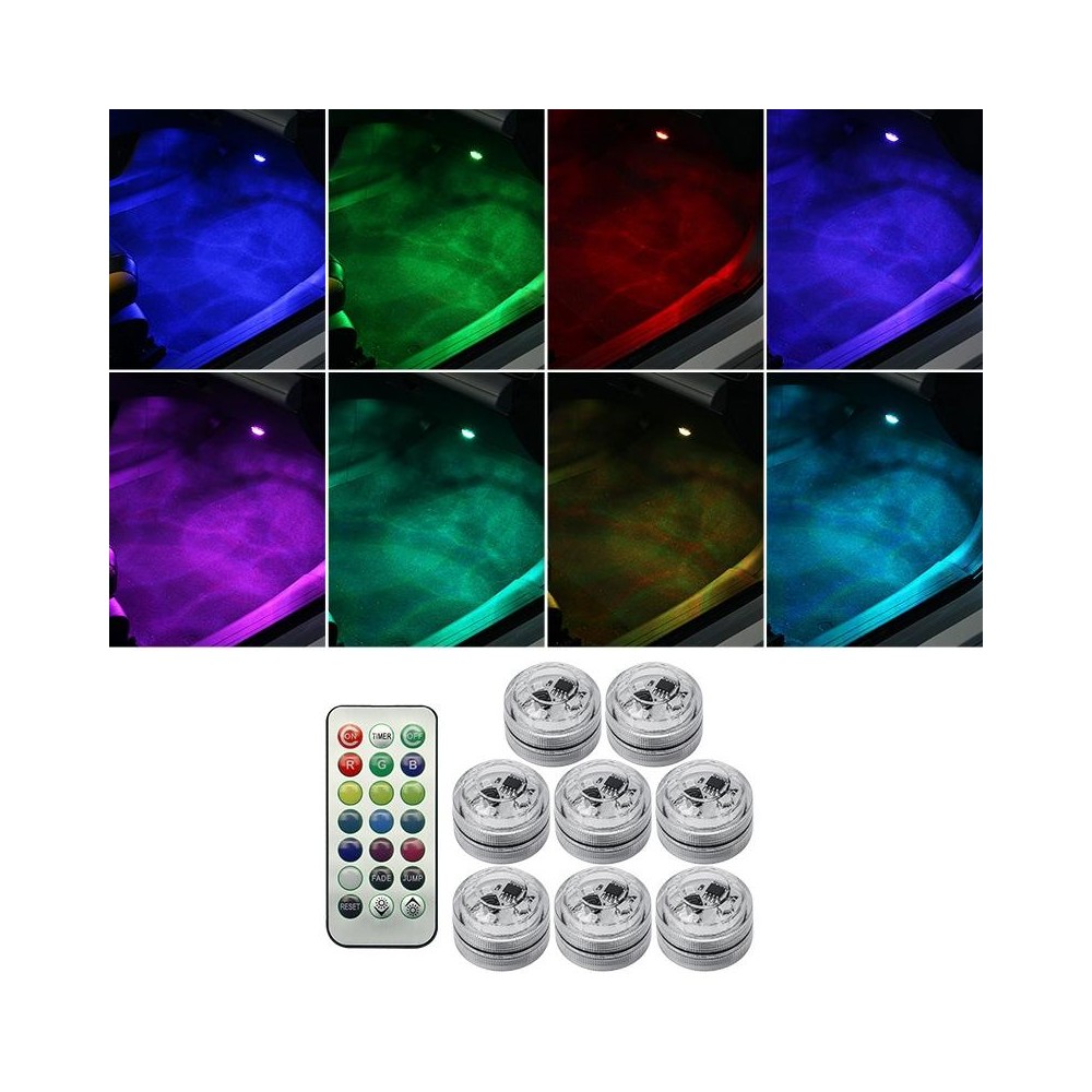 Car Modification Wireless Colorful Remote Control Atmosphere Light, Specification: 8 Lights +1 RC