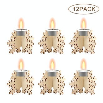 12pcs / Set Wooden Christmas Small Candle Holder Christmas Ornament