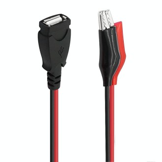 USB-A Female To 2 x Crocodile Clip Power Connection Extension Cable, Length: 0.5m