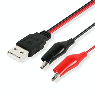 USB-A Male To 2 x Crocodile Clip Power Connection Extension Cable, Length: 0.5m