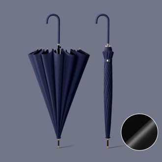 16 Bone Automatic Long Handle Double Sunny And Rain Dual Use Umbrella, Color: Vinyl Navy