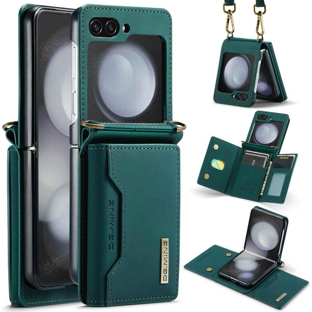 For Samsung Galaxy Z Flip5 5G DG.MING M2 Series Card Bag Magnetic Leather Phone Case(Green)