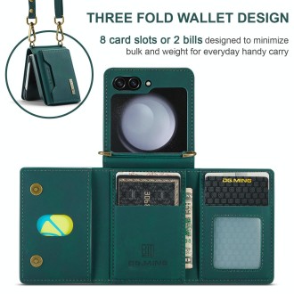 For Samsung Galaxy Z Flip5 5G DG.MING M2 Series Card Bag Magnetic Leather Phone Case(Green)