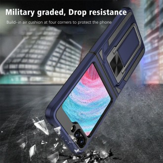 For Samsung Galaxy Z Flip5 2 in 1 Holder Magnetic Armor Shockproof Phone Case(Blue)