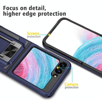 For Samsung Galaxy Z Flip5 2 in 1 Holder Magnetic Armor Shockproof Phone Case(Blue)