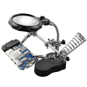 16126-A 3.5X/12X LED Light Stand Type Watch Repair Magnifier With Auxiliary Clip