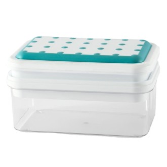 Double Llayer Ice Mold Folding Lid Press Ice Box(Blue)