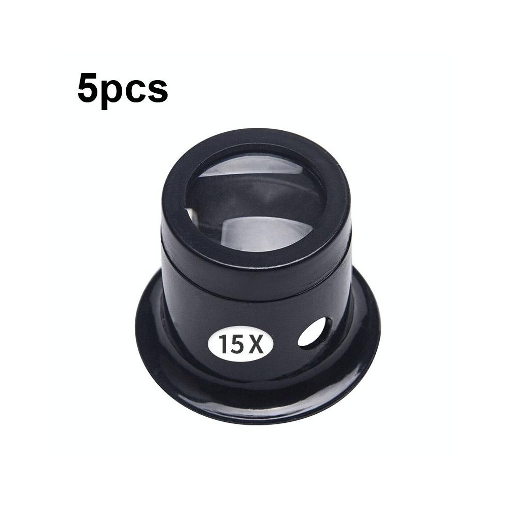 5pcs Eyepiece Magnifier Glass Lens Eyepiece Type Repair Magnifier, Times: 15X