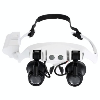 10X 15X 20X 25X Wearing Glasses Eyes Illuminated Magnifier Magnifying Watch Repairing Loupe With LED Light(White)