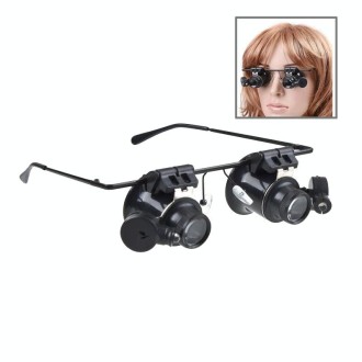 20X Glasses Type Watch Repair Loupe Magnifier with LED Light(Black)