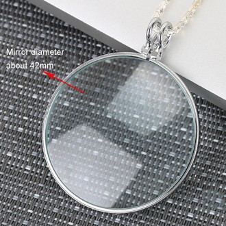 Metal Chain Round Expansion Mirror Glass Lens Necklace Magnifier(Gold)