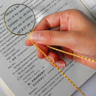 Metal Chain Round Expansion Mirror Glass Lens Necklace Magnifier(Gold)