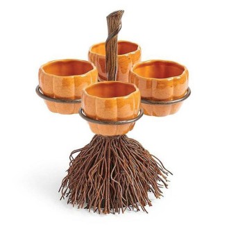 Halloween Pumpkin Snack Bowl Stand Decorative Storage Rack,Style: Four Cups Set