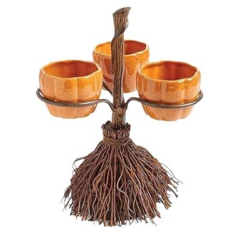 Halloween Pumpkin Snack Bowl Stand Decorative Storage Rack,Style: Three Cups Set