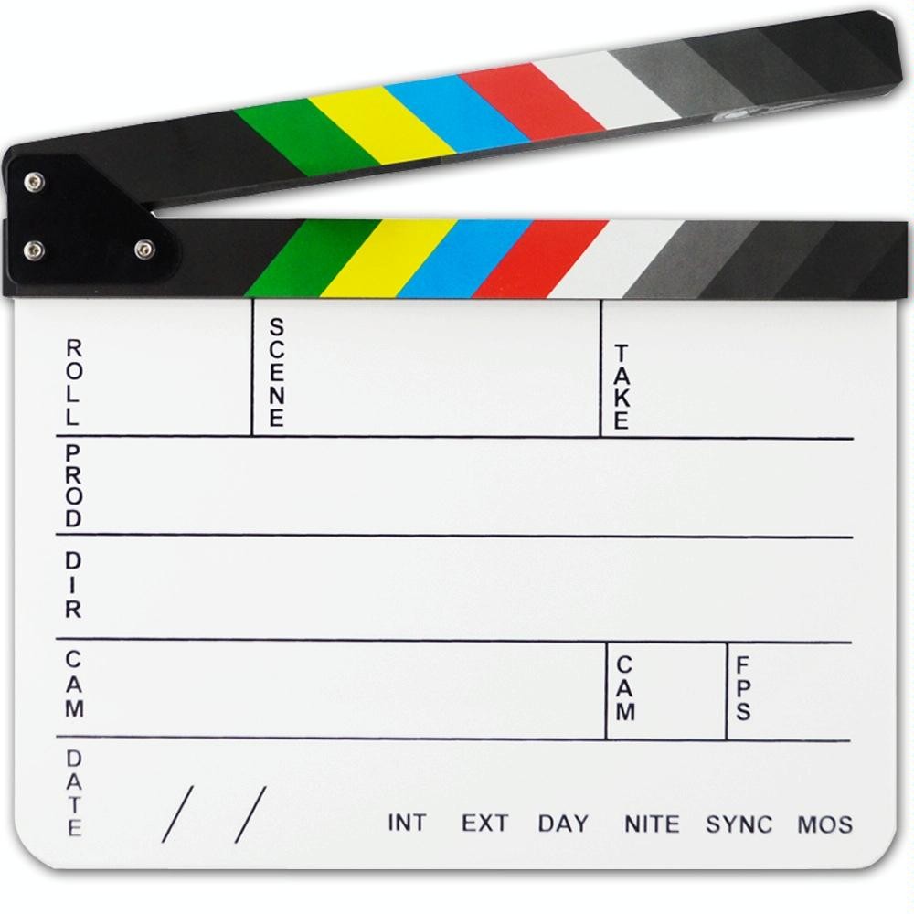 30 X 25cm English Colorful Acrylic Clapperboard TV Film Movie Clapper Board